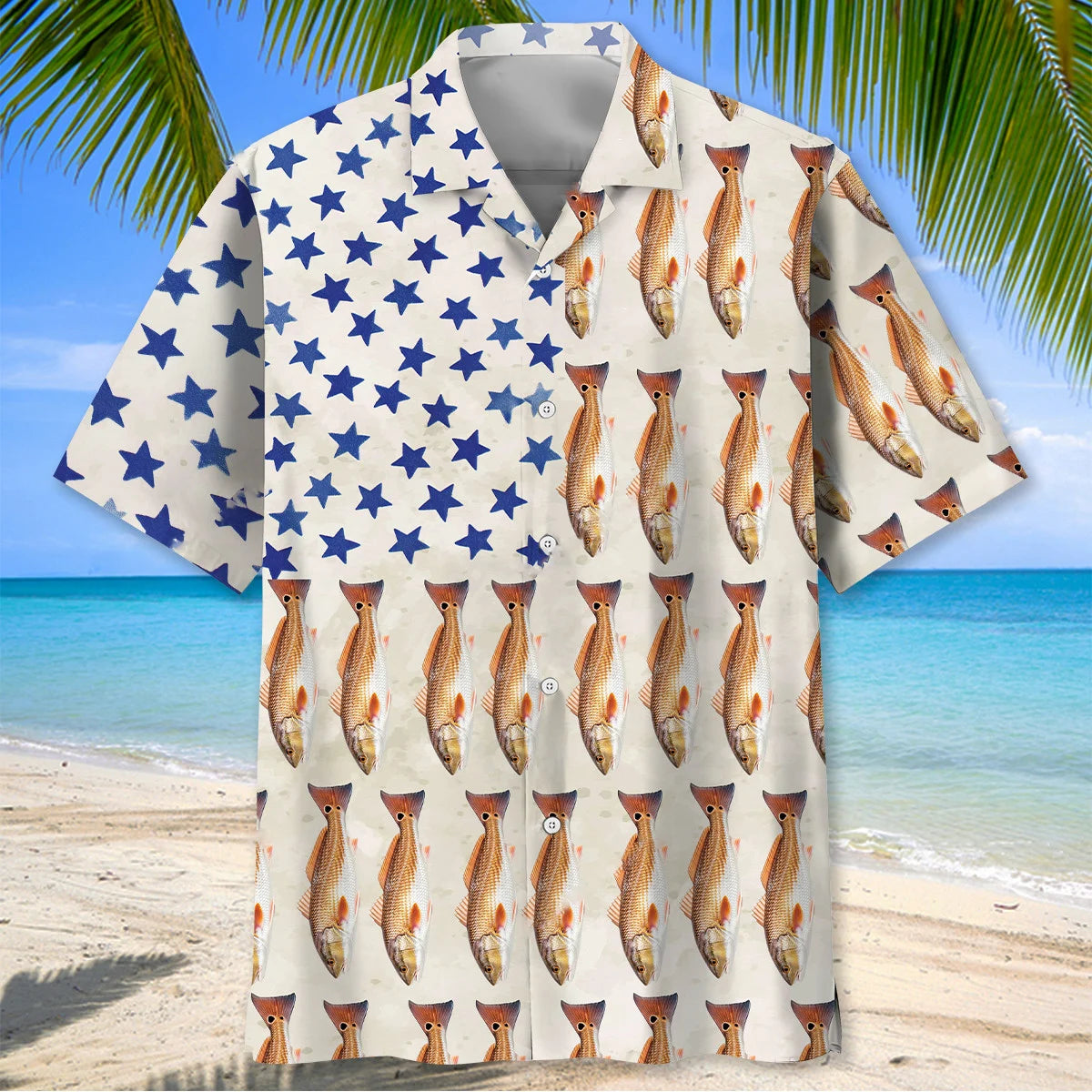 America Redfish Hawaiian Shirt - S - hawaiian shirt
