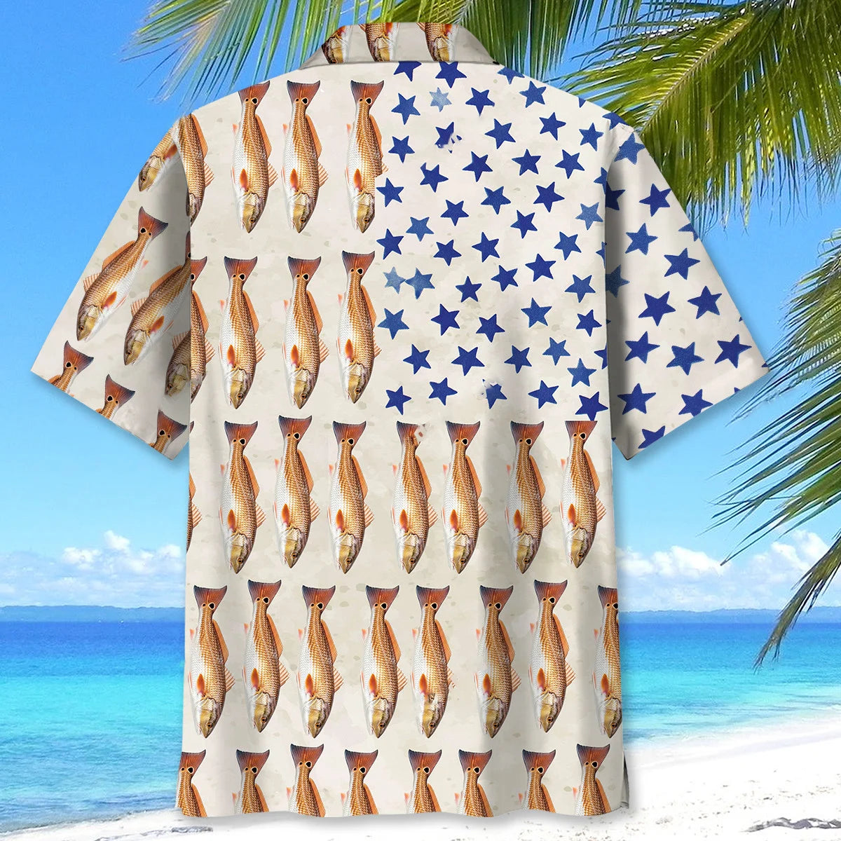 America Redfish Hawaiian Shirt - L - hawaiian shirt