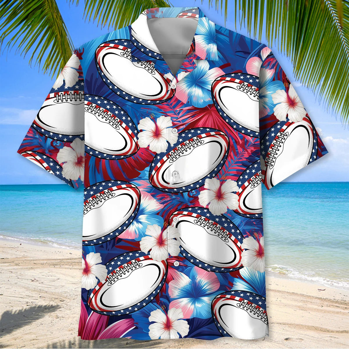 America Rugby Hawaiian Shirt - M - hawaiian shirt