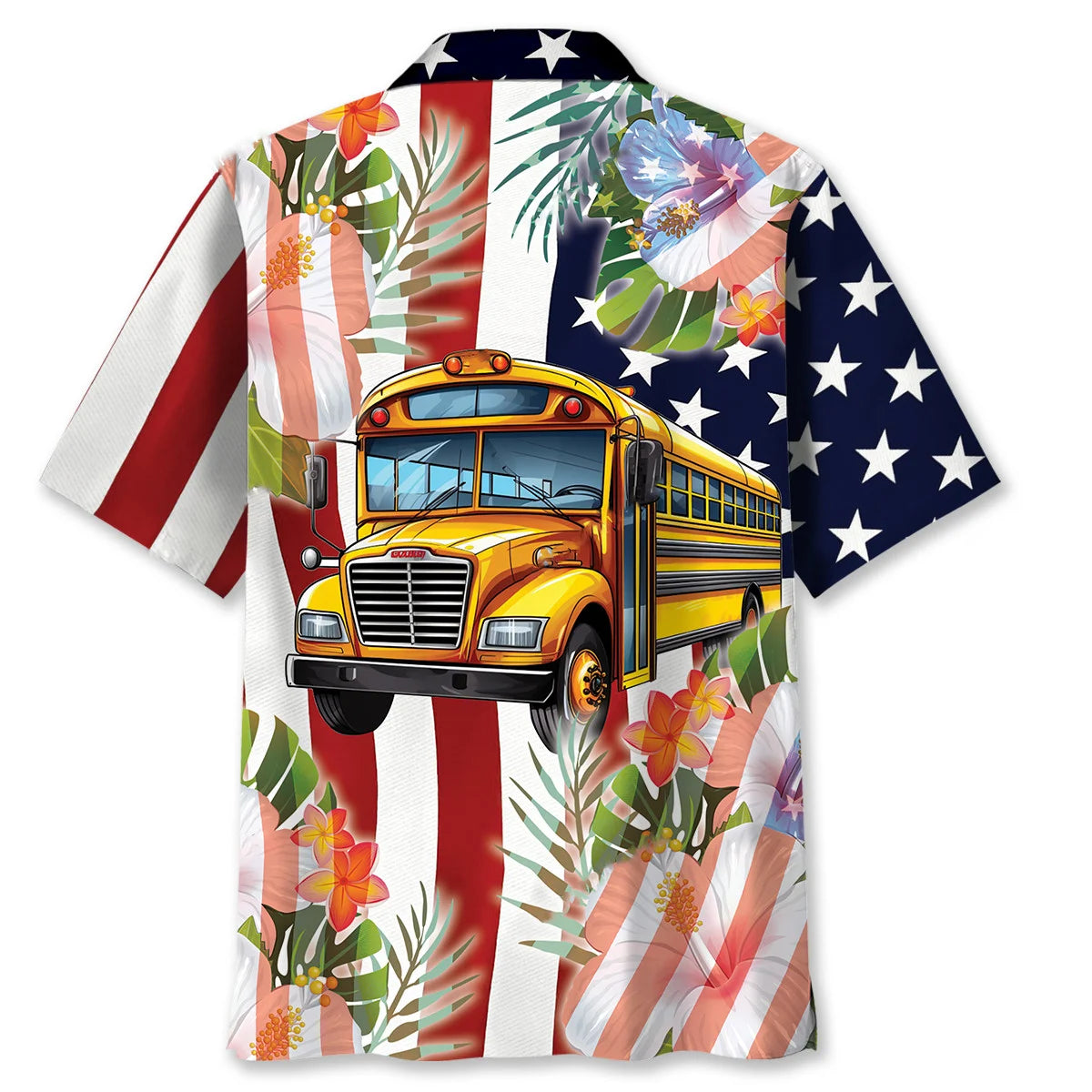 America School Bus Hawaiian Shirt - L - hawaiian shirt