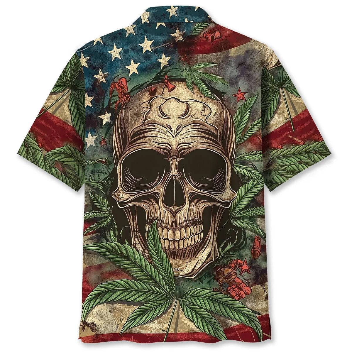 America Skull Hawaiian Shirt - M - hawaiian shirt