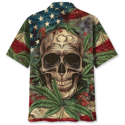 America Skull Hawaiian Shirt - M - hawaiian shirt