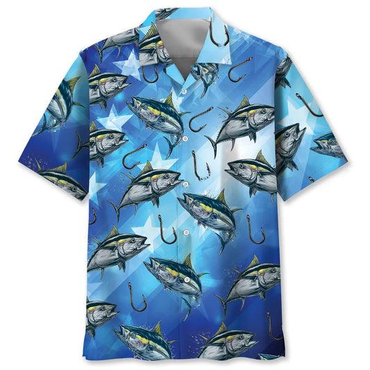 America Tuna Fish Blue Hawaiian Shirt