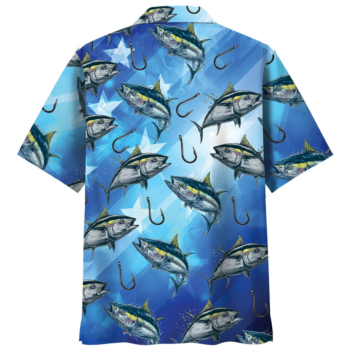 America Tuna Fish Blue Hawaiian Shirt - L - hawaiian shirt