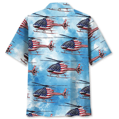 America Vintage Helicopter Hawaiian Shirt - M - hawaiian shirt