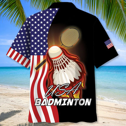 American Badminton Hawaiian Shirt - L - hawaiian shirt