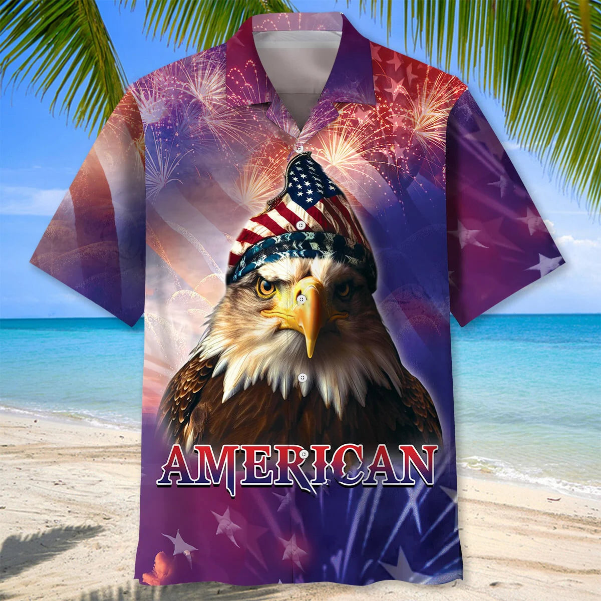 American Eagle Patriotic Day Hawaiian Shirt - S - hawaiian shirt