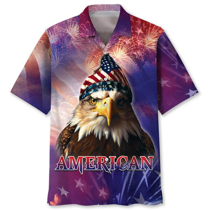 American Eagle Patriotic Day Hawaiian Shirt - M - hawaiian shirt