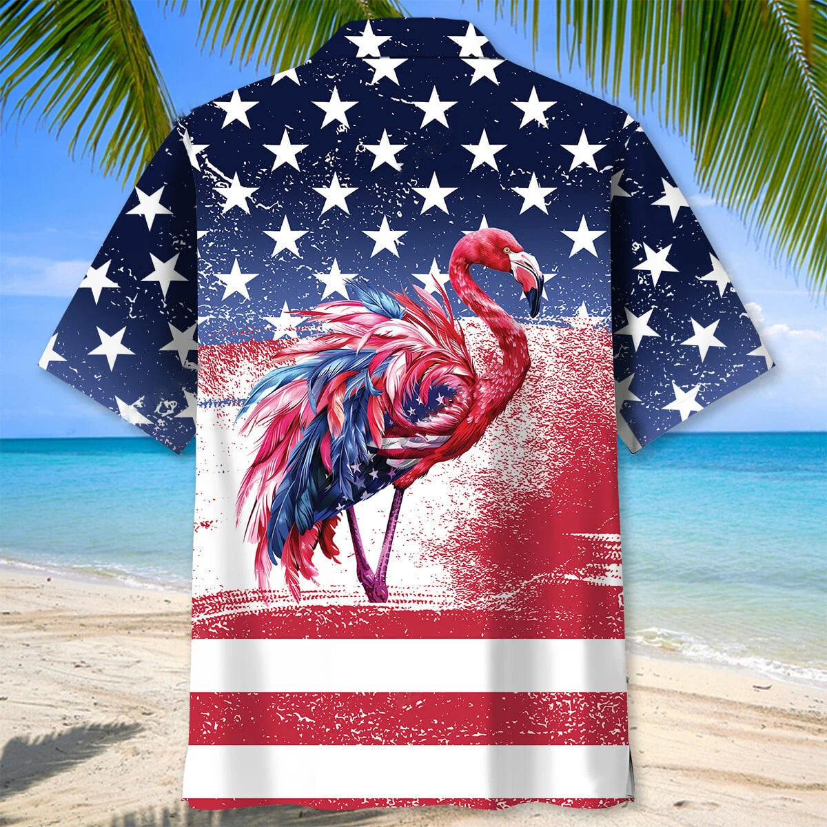 American Flamingo Hawaiian Shirt - L - hawaiian shirt