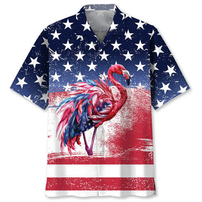 American Flamingo Hawaiian Shirt - XL - hawaiian shirt