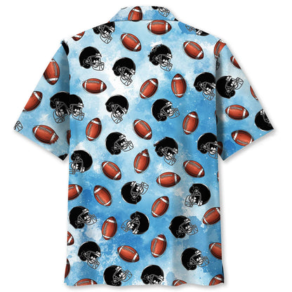 American Football Blue Hawaiian Shirt - M - hawaiian shirt