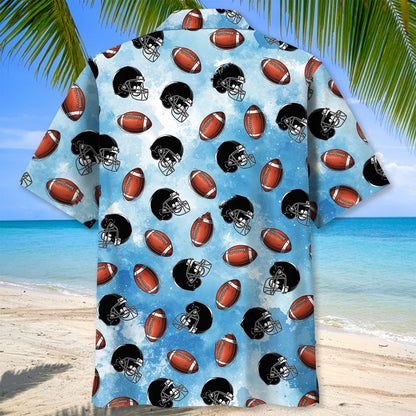 American Football Blue Hawaiian Shirt - XL - hawaiian shirt