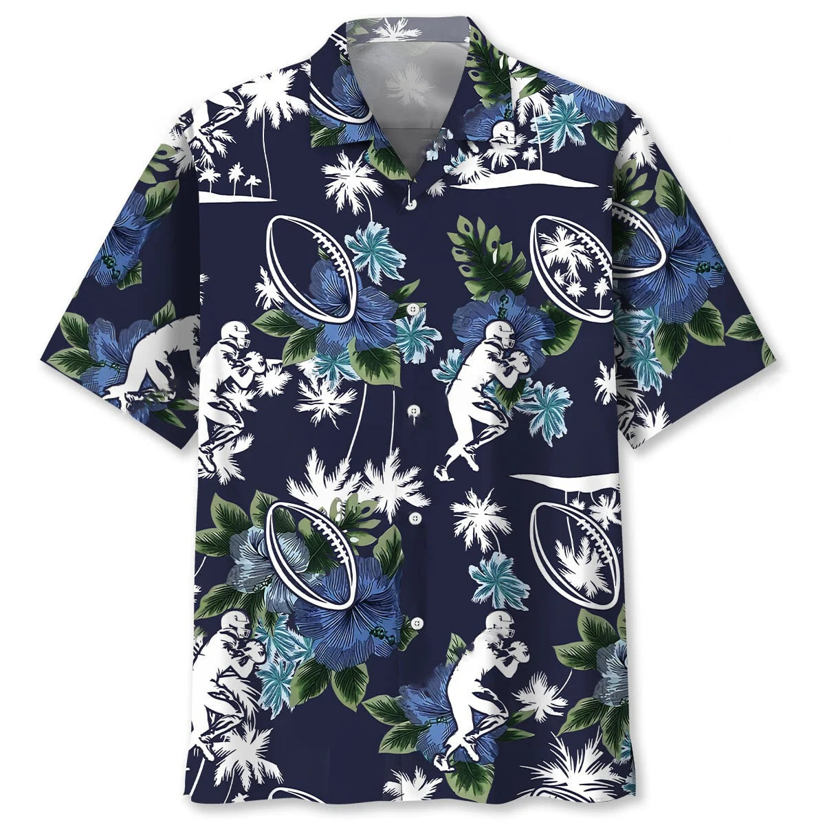 American Football Blue Nature Hawaiian Shirt - L - hawaiian shirt