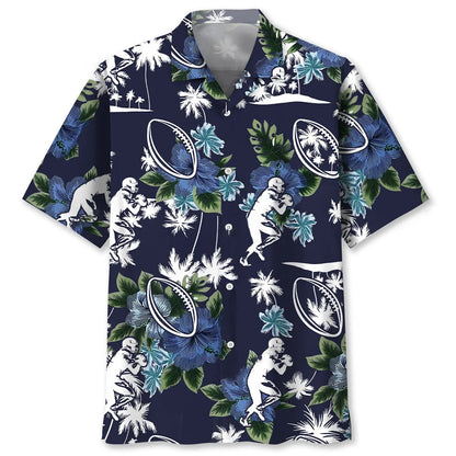 American Football Blue Nature Hawaiian Shirt - L - hawaiian shirt