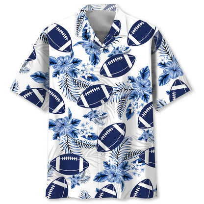 American Football Hawaiian Shirt Blue - M - hawaiian shirt