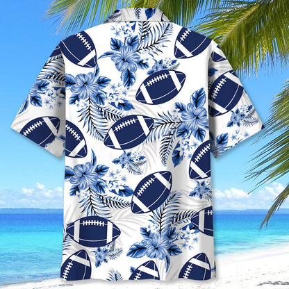 American Football Hawaiian Shirt Blue - L - hawaiian shirt