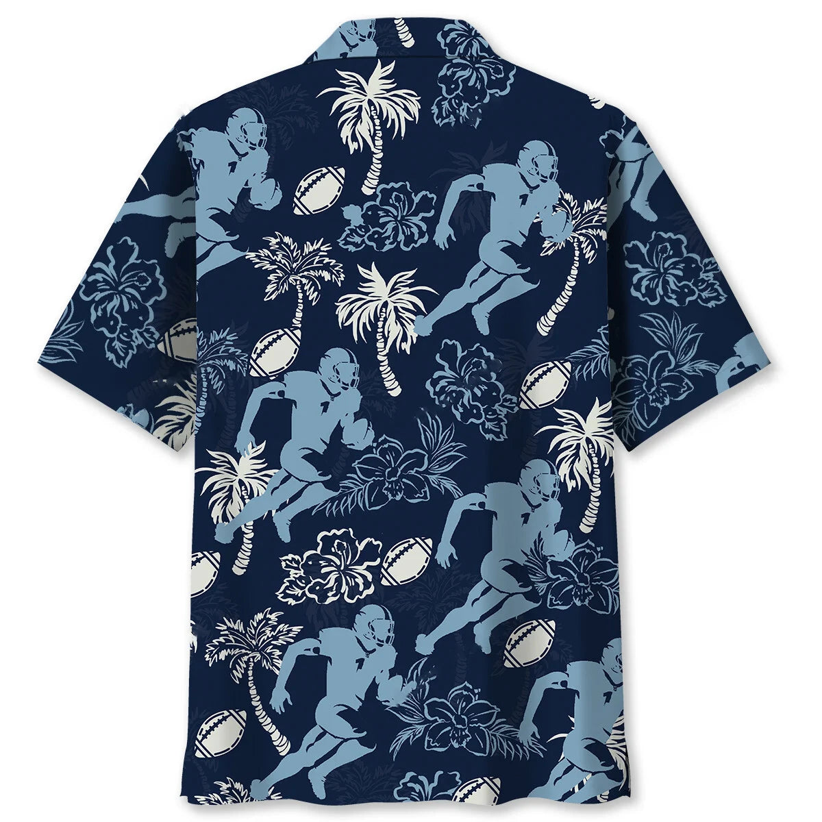 American Football Hibiscus Blue Hawaiian Shirt - S - hawaiian shirt