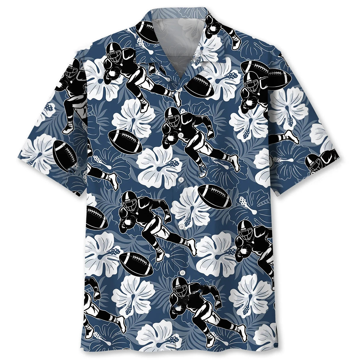 American Football Hibiscus Hawaiian Shirt - S - hawaiian shirt