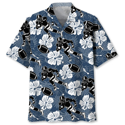 American Football Hibiscus Hawaiian Shirt - S - hawaiian shirt