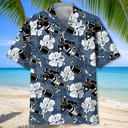 American Football Hibiscus Hawaiian Shirt - L - hawaiian shirt