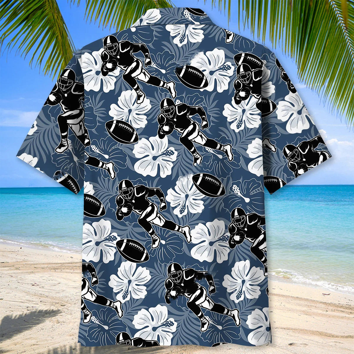 American Football Hibiscus Hawaiian Shirt - XL - hawaiian shirt