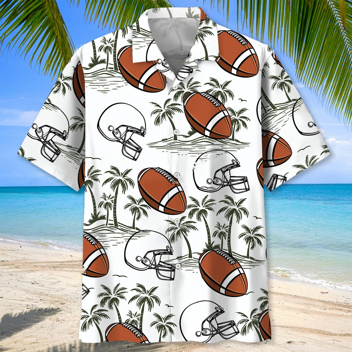 American Football Palm Tree Hawaiian Shirt - M - hawaiian shirt