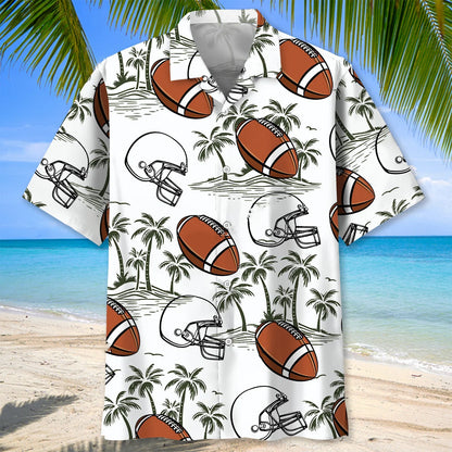 American Football Palm Tree Hawaiian Shirt - M - hawaiian shirt