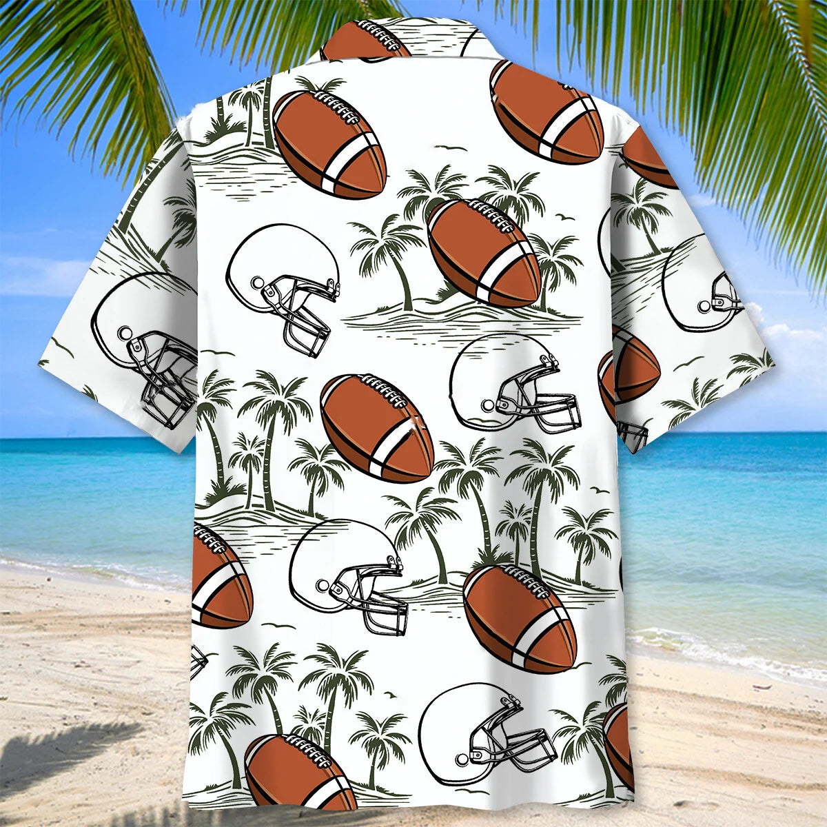 American Football Palm Tree Hawaiian Shirt - L - hawaiian shirt