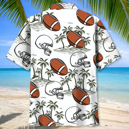 American Football Palm Tree Hawaiian Shirt - L - hawaiian shirt