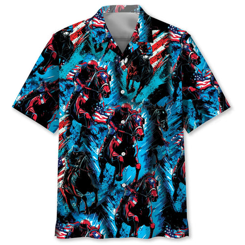 American Jockey Horse Racing Hawaiian Shirt - S - hawaiian shirt