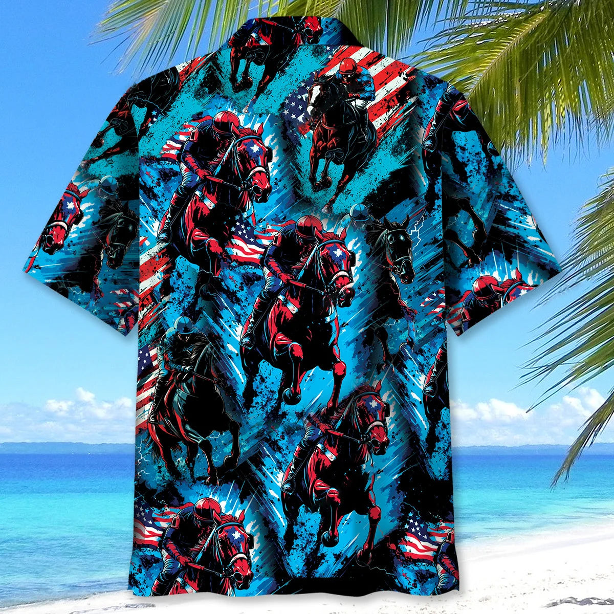 American Jockey Horse Racing Hawaiian Shirt - L - hawaiian shirt
