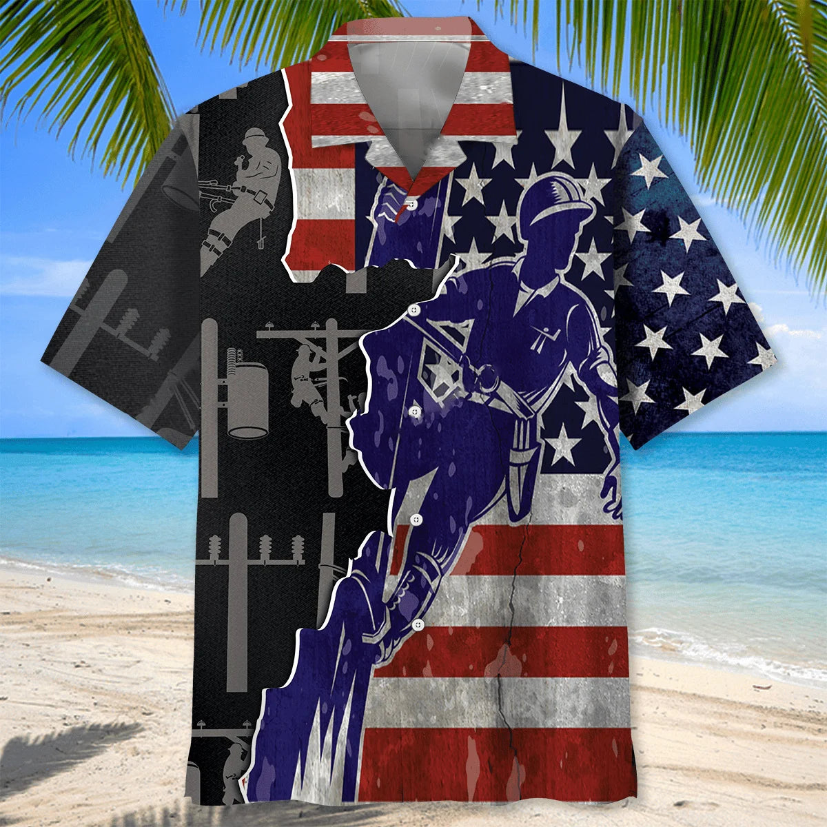American Lineman Proud Hawaiian Shirt - S - hawaiian shirt