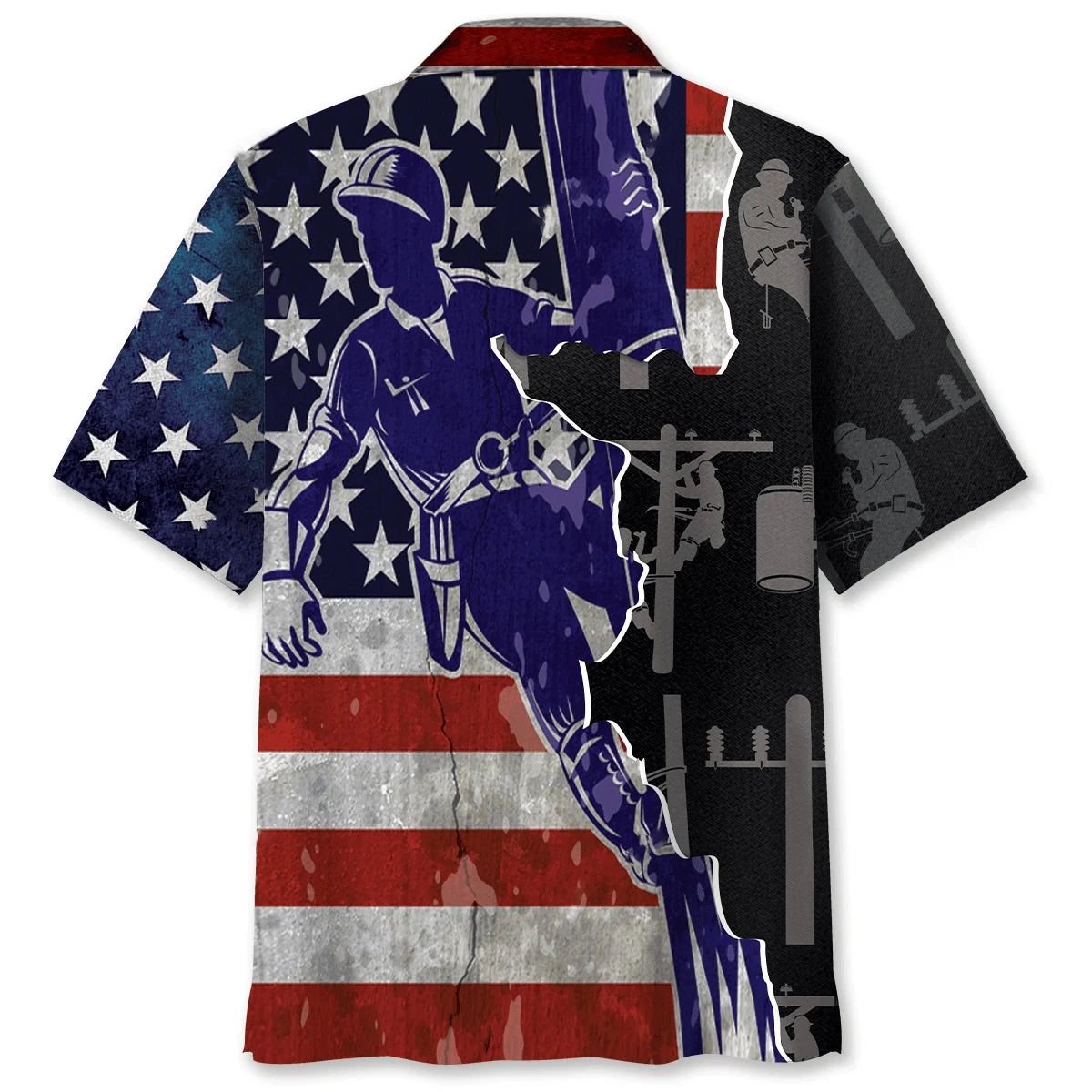 American Lineman Proud Hawaiian Shirt - M - hawaiian shirt