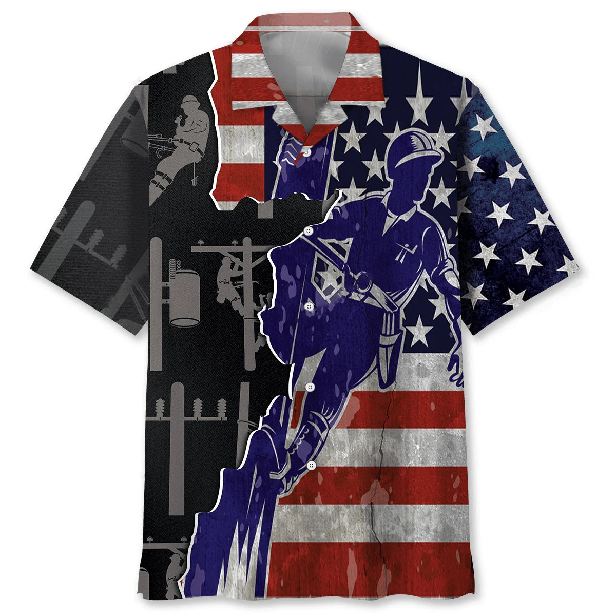 American Lineman Proud Hawaiian Shirt - XL - hawaiian shirt