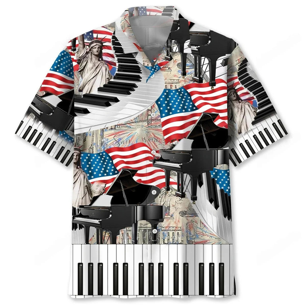 American Piano Patriotic Hawaiian Shirt