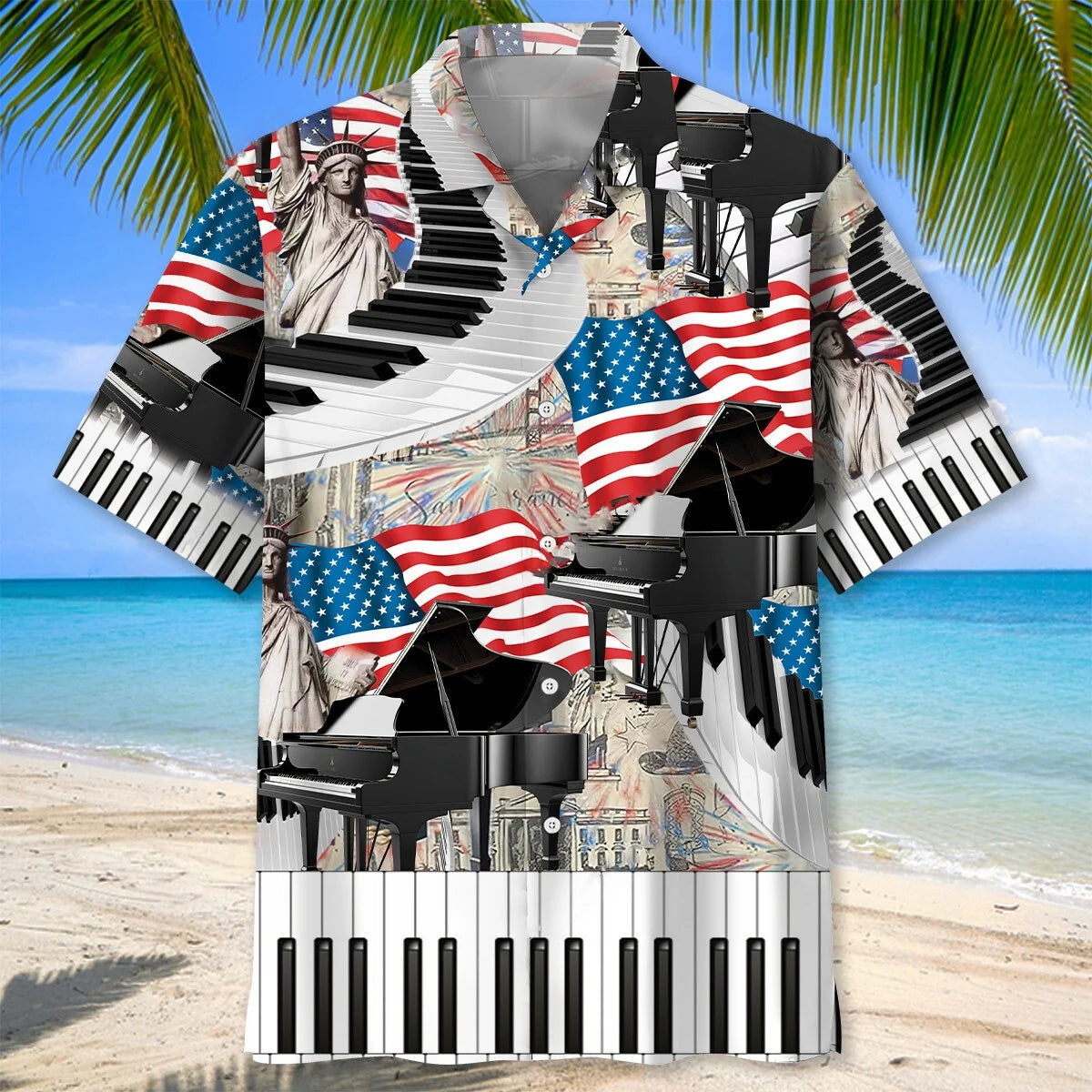 American Piano Patriotic Hawaiian Shirt