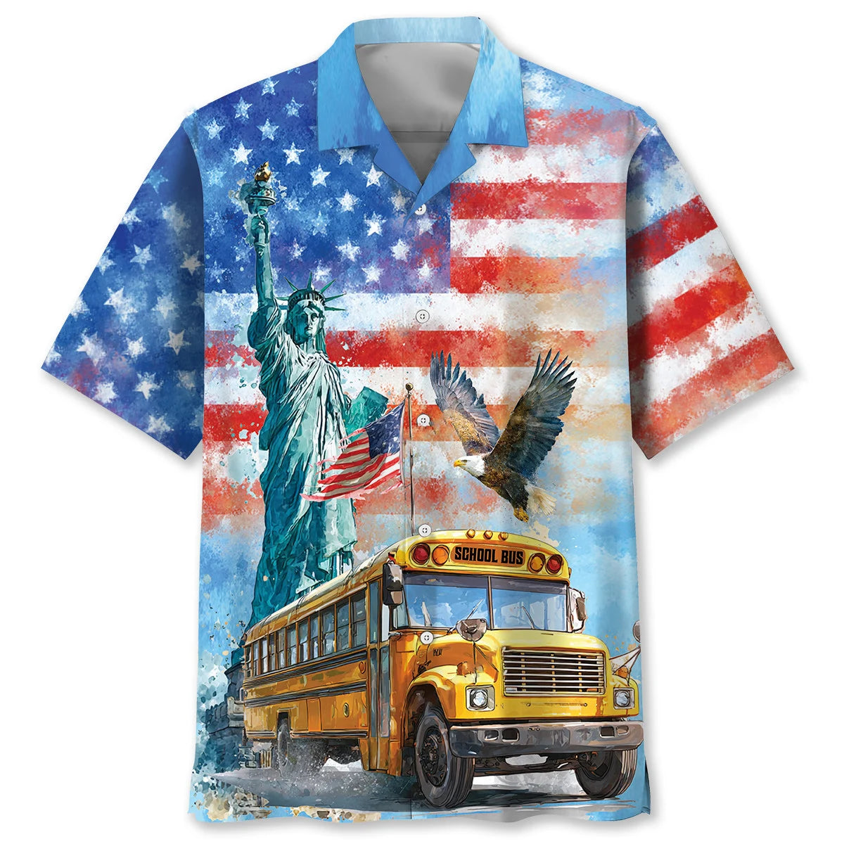 American School Bus Hawaiian Shirt