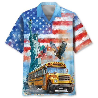 American School Bus Hawaiian Shirt