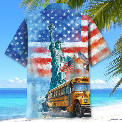 American School Bus Hawaiian Shirt