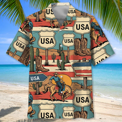 Americana Bucking Cowboy Hawaiian Shirt