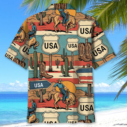 Americana Bucking Cowboy Hawaiian Shirt