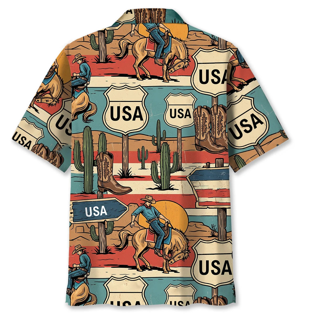Americana Bucking Cowboy Hawaiian Shirt