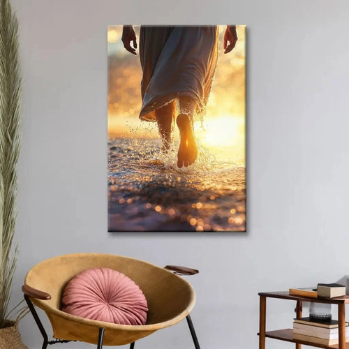 jesus christ walking on water christian wall art canvas