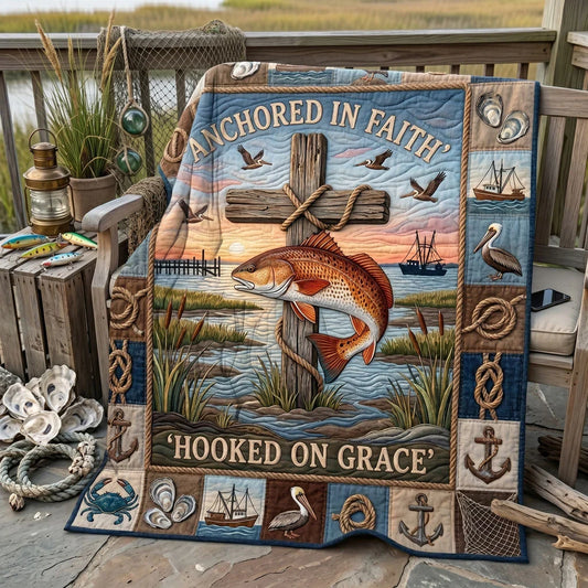 Anchored In Faith Quilt Blanket