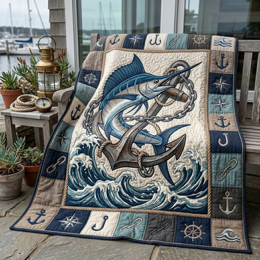 Anchored Marlin Spirit Quilt Blanket