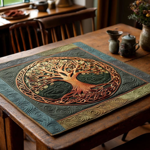Ancient Bloom Quilted Table Topper