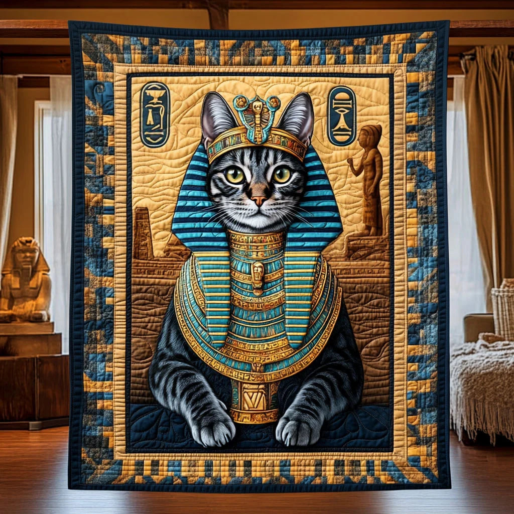 Ancient Egypt Cat Quilt Blanket