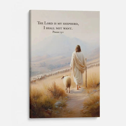 psalm 23 kjv the lord is my shepherd i shall not want wall art canvas (Landscape)