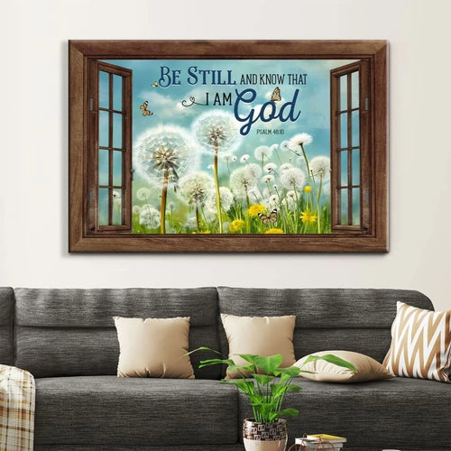 be still and know that i am god butterflies and dandelions wall art canvas (Landscape)