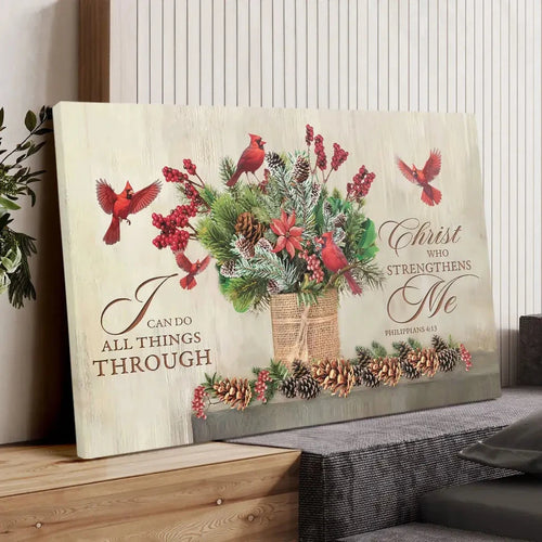 i can do all things through christ christmas wall art canvas (Landscape)